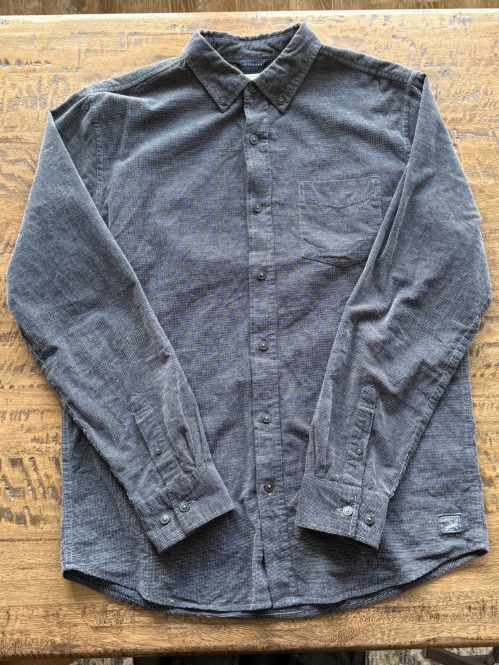 Original Weatherproof Vintage Corduroy Shirt Mens Medium Gray Button Up Casual